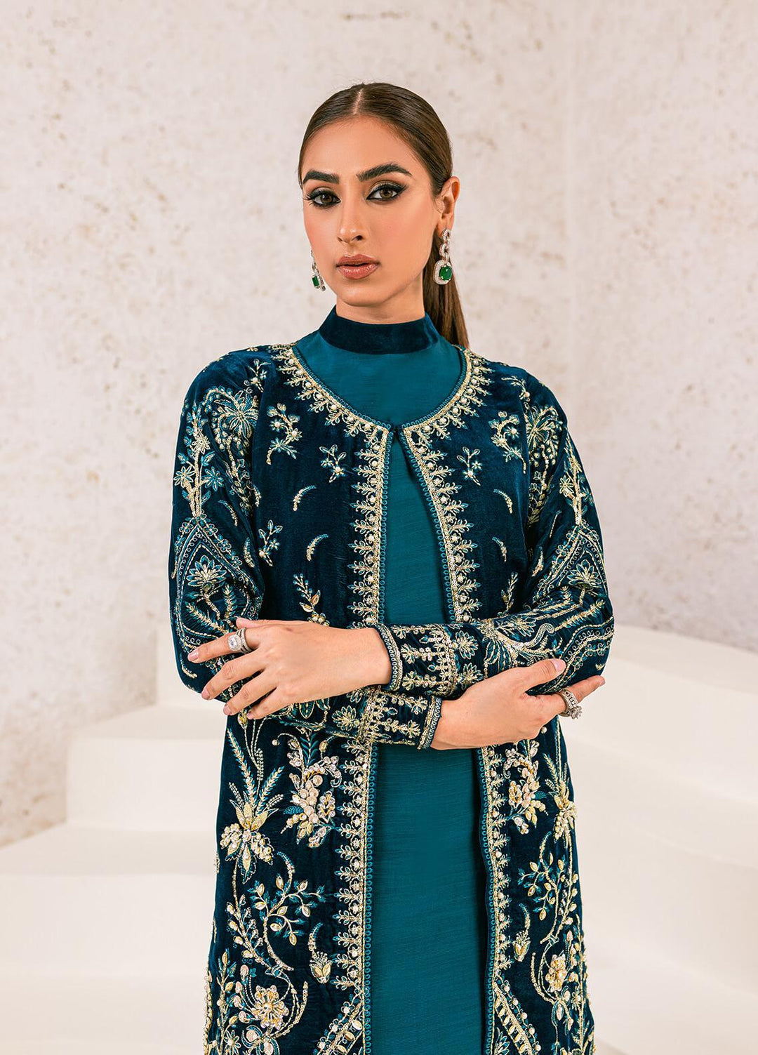 Gulaal Embroidered Velvet Suits Unstitched 3 Piece GL22V 07 SABEENA - Luxury Collection