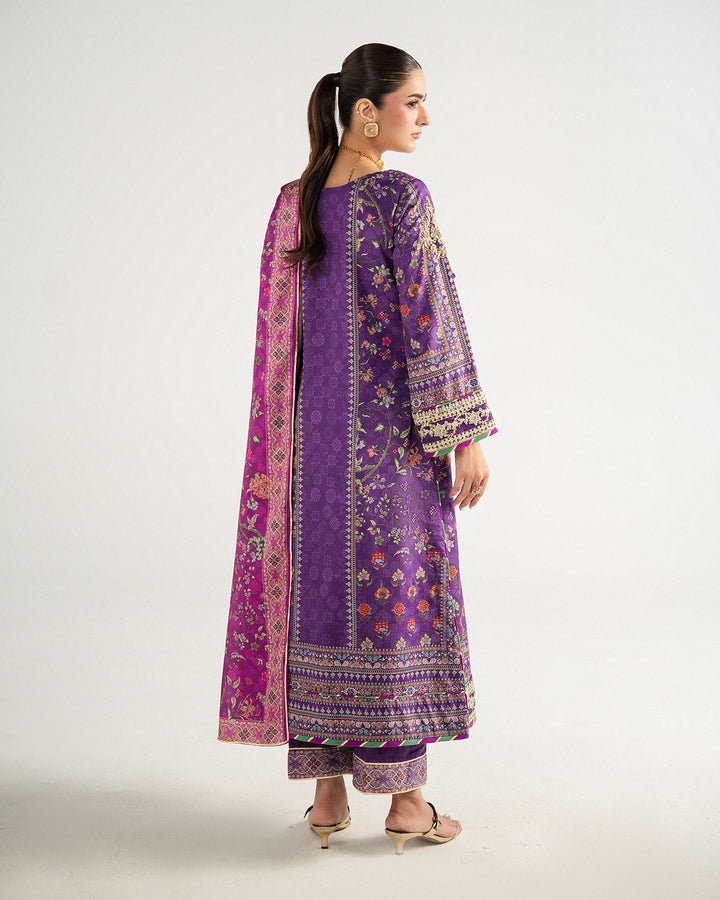 Aira by Gulaal Unstitched Printed Silk 3 Piece Suit GL26USA Plum Noir GS-16 - Festive Collection