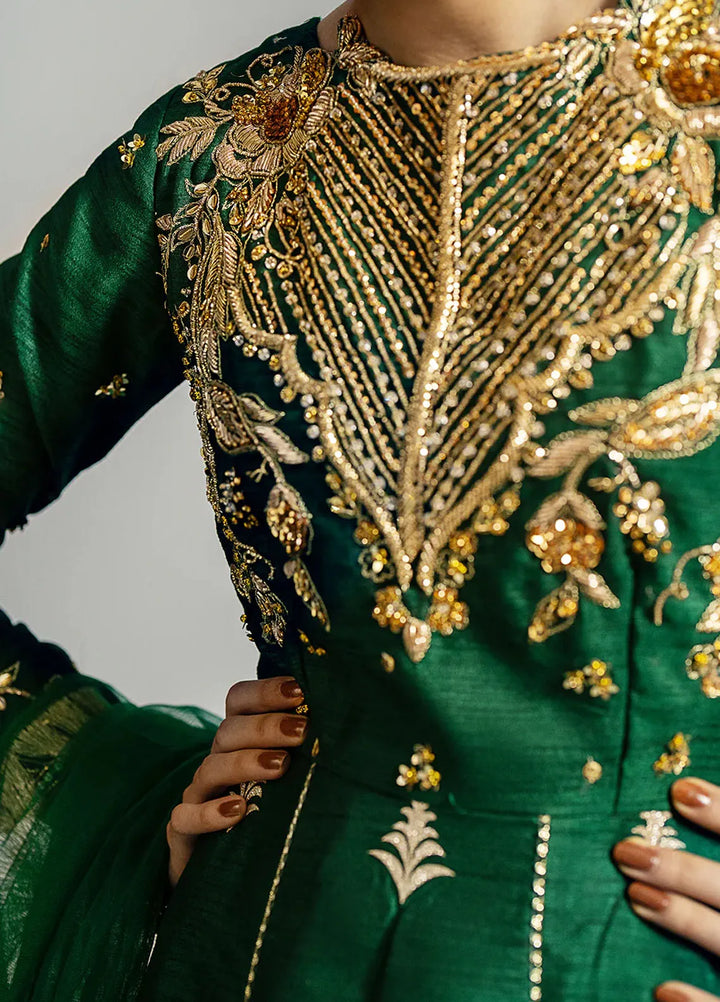 Gulbano By Grandeur Luxury Pret Embroidered Raw silk 3 Piece Suit Jade