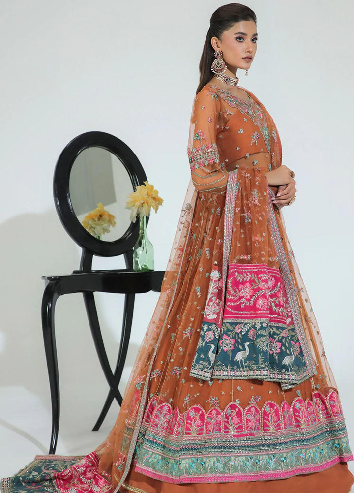 Gulmeher By Avyana Embroidered Net Suits Unstitched 4 Piece Sunehri - Formal Collection