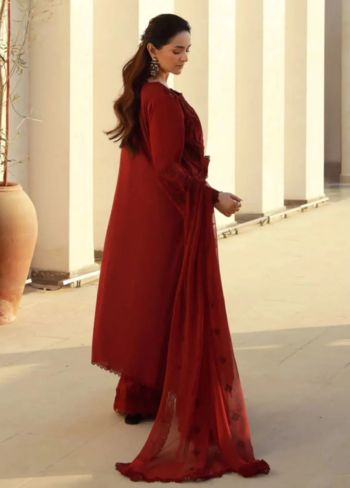 Gulmina Embroidered Lawn Suit Unstitched 3 Piece GLM25US Scarlet - Summer Collection