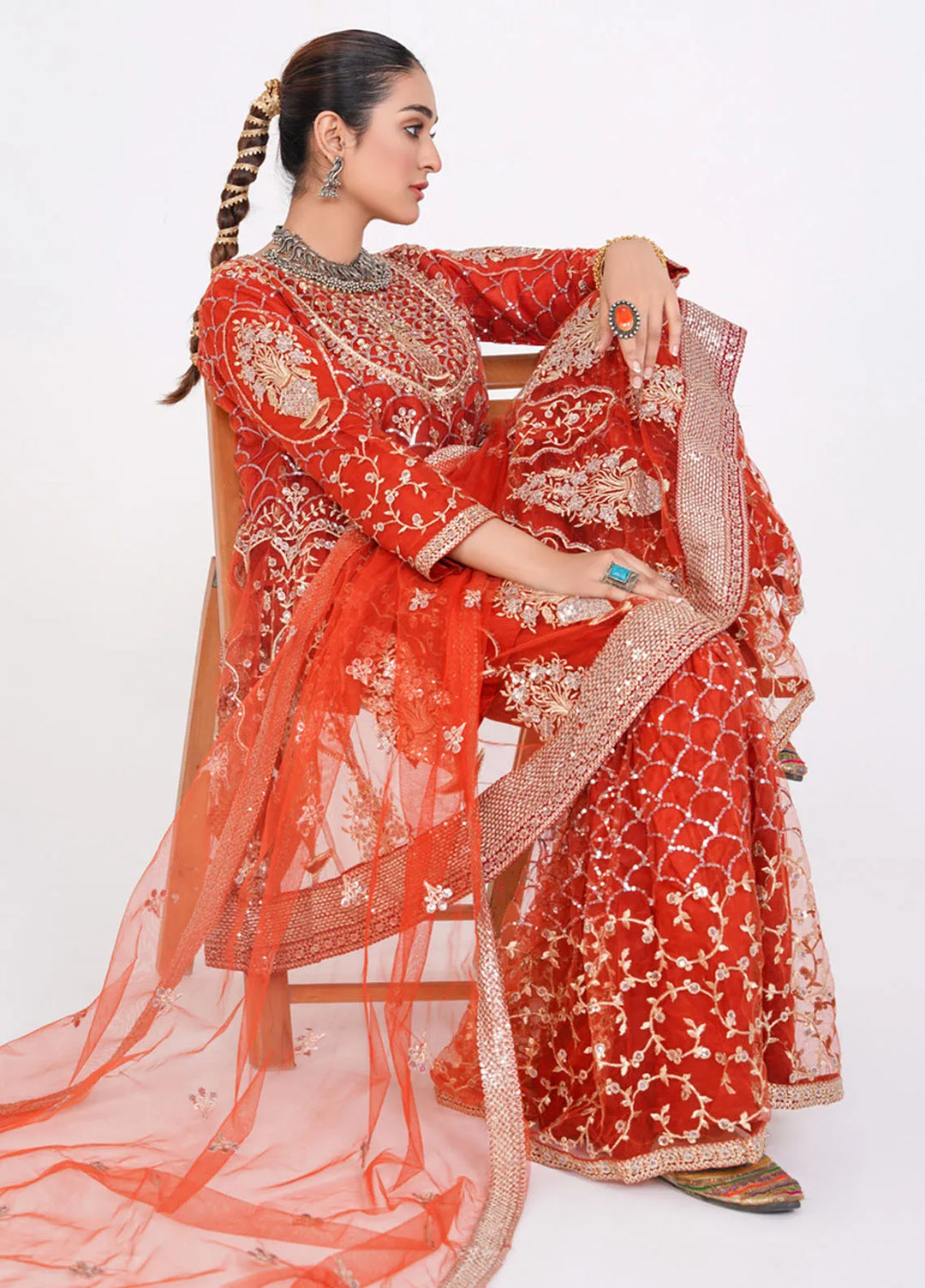 Gulnoor Pret Embroidered Bareeze Net 3 Piece Suit Preeto