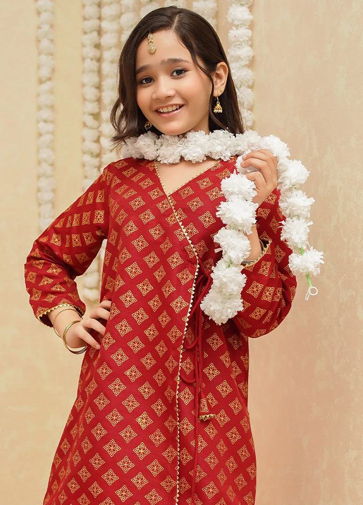 Gulzar by Modest Pret Rawsilk 3 Piece Suit 9005 Maroon