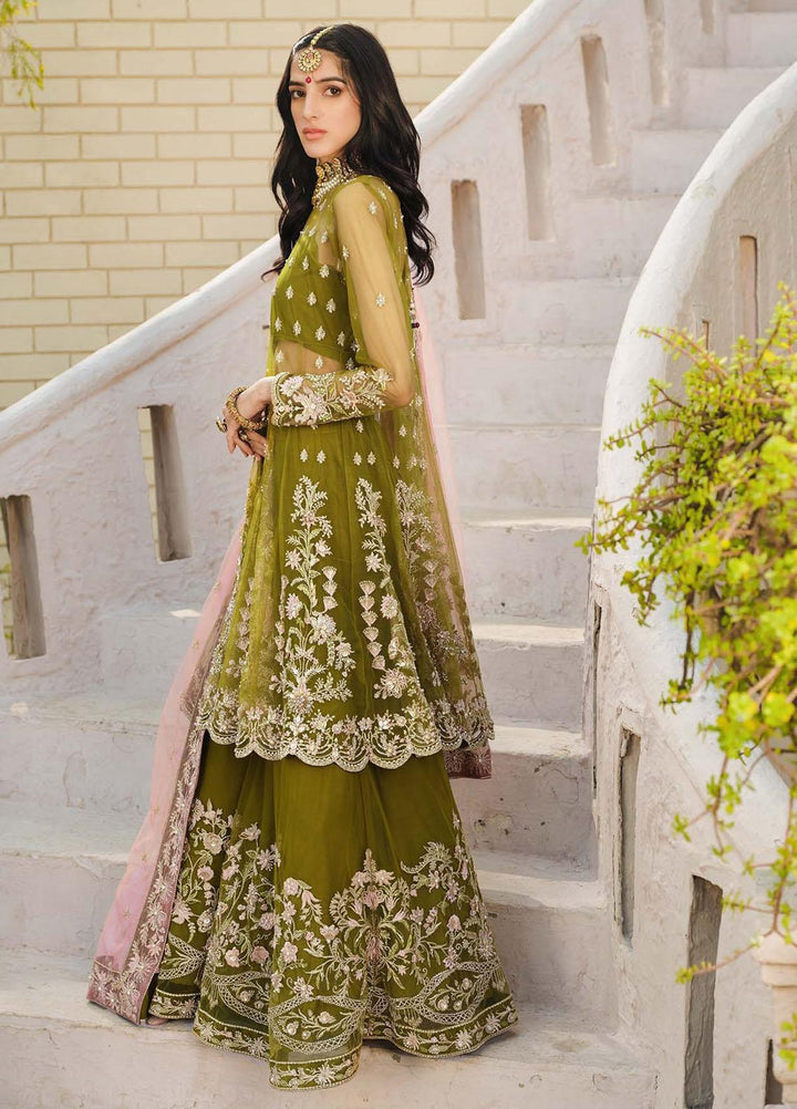 Gusel By Nuriyaa Embroidered Net Suits Unstitched 4 Piece NR23G Yesil - Luxury Collection