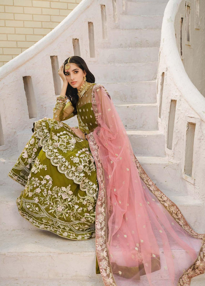 Gusel By Nuriyaa Embroidered Net Suits Unstitched 4 Piece NR23G Yesil - Luxury Collection