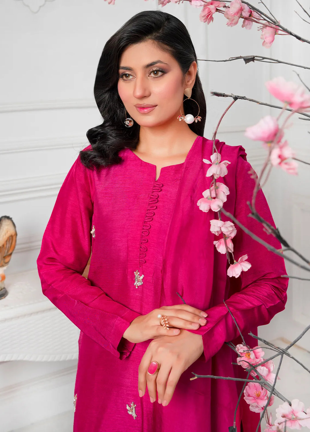 Hadia Batool Pret Embroidered Raw Silk 3 Piece Suit Alena