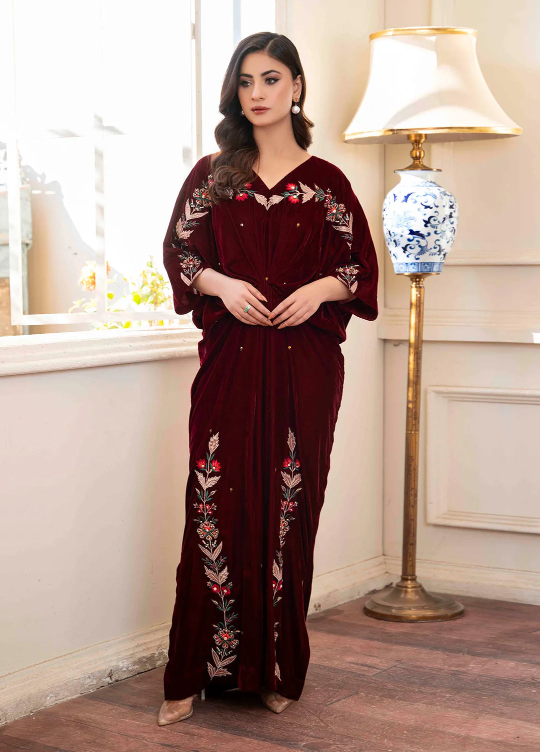 Hadia Batool Pret Embroidered Velvet Kaftan Neha