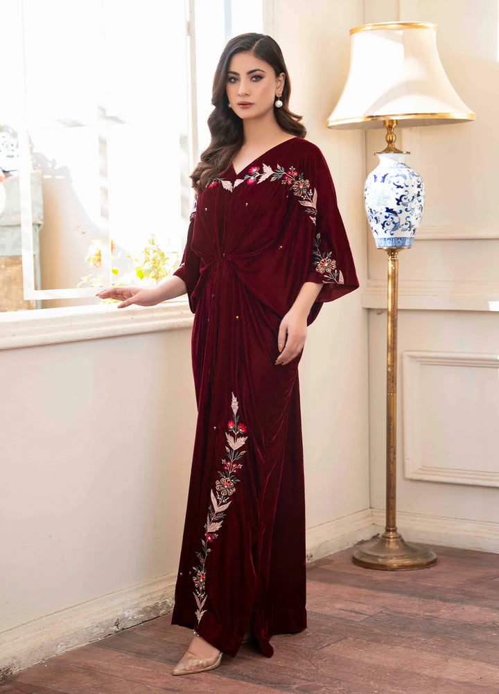 Hadia Batool Pret Embroidered Velvet Kaftan Neha