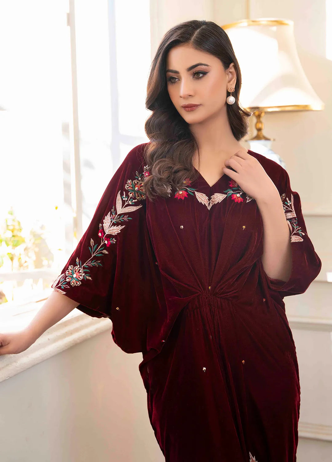 Hadia Batool Pret Embroidered Velvet Kaftan Neha