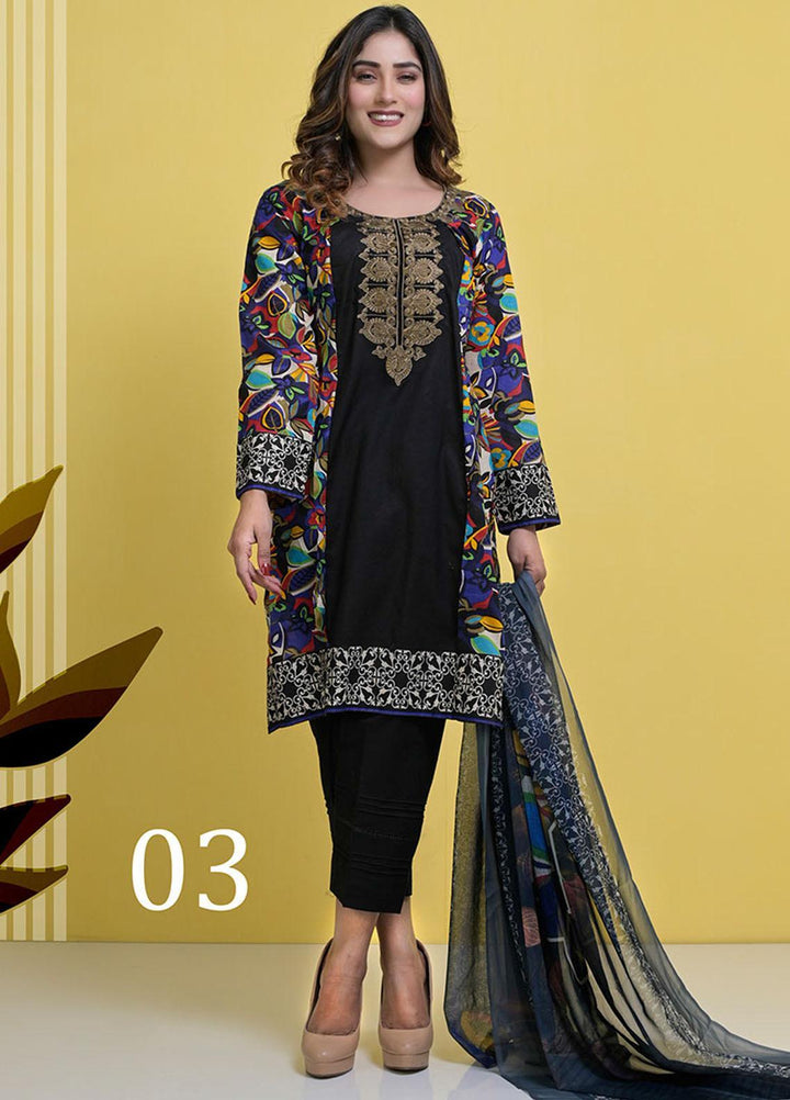 Halima Sultan Embroidered Lawn Suits Unstitched 3 Piece HS21L-2 03-Teasel - Summer Collection