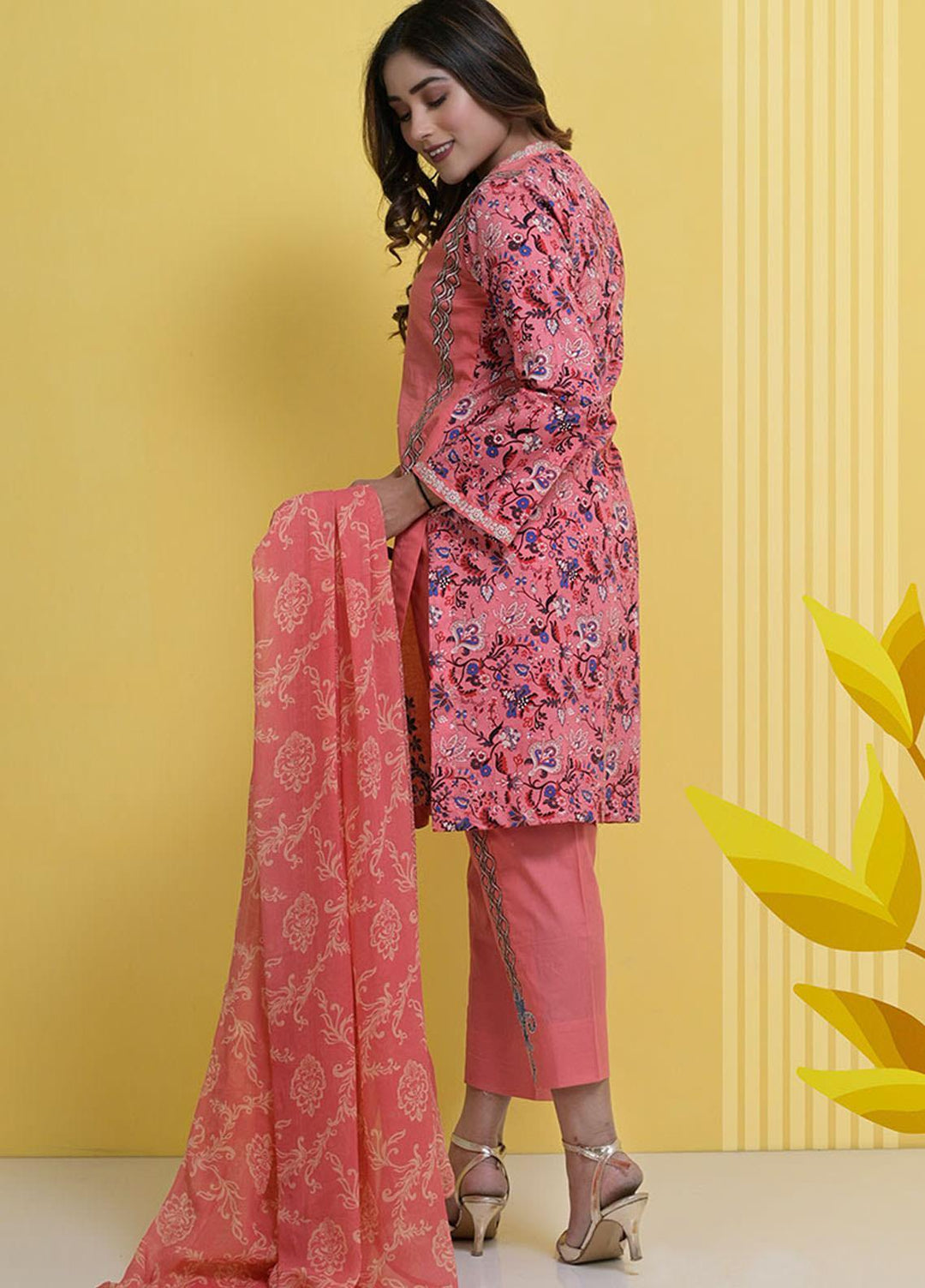 Halima Sultan Embroidered Lawn Suits Unstitched 3 Piece HS21L-2 05-Orchid - Summer Collection