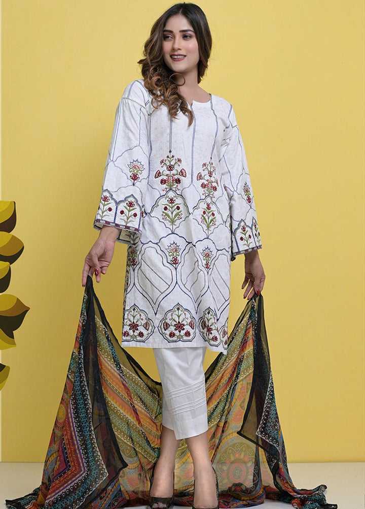 Halima Sultan Embroidered Lawn Suits Unstitched 3 Piece HS21L-2 07-Freesia - Summer Collection