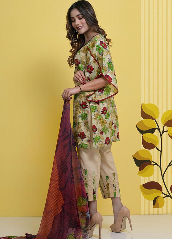 Halima Sultan Embroidered Lawn Suits Unstitched 3 Piece HS21L-2 08-Rose - Summer Collection