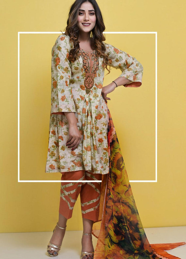 Halima Sultan Embroidered Lawn Suits Unstitched 3 Piece HS21-L3 05 Dahlia - Summer Collection