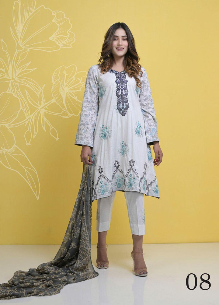 Halima Sultan Embroidered Lawn Suits Unstitched 3 Piece HS21L 08 - Summer Collection