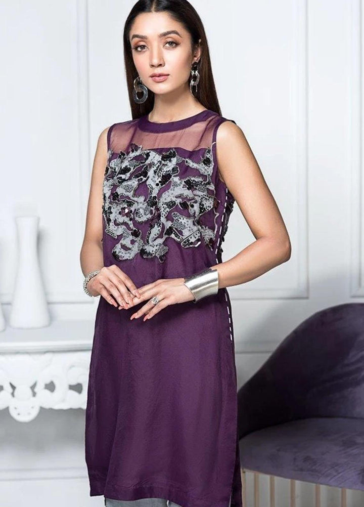 Hana Luxury Pret Embroidered Raw Silk 2 Piece Dress Sangria Grace