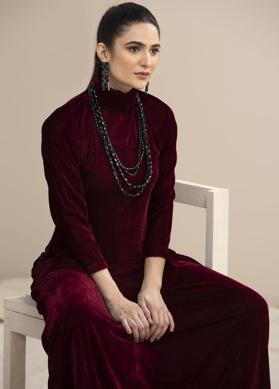 Hana Luxury Pret Embroidered Velvet Frock All Fried Up