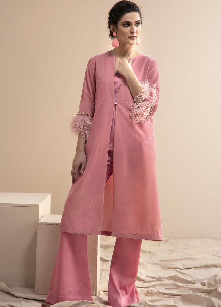 Hana Luxury Pret Embroidered Velvet 2 Piece Dress Sea Shell