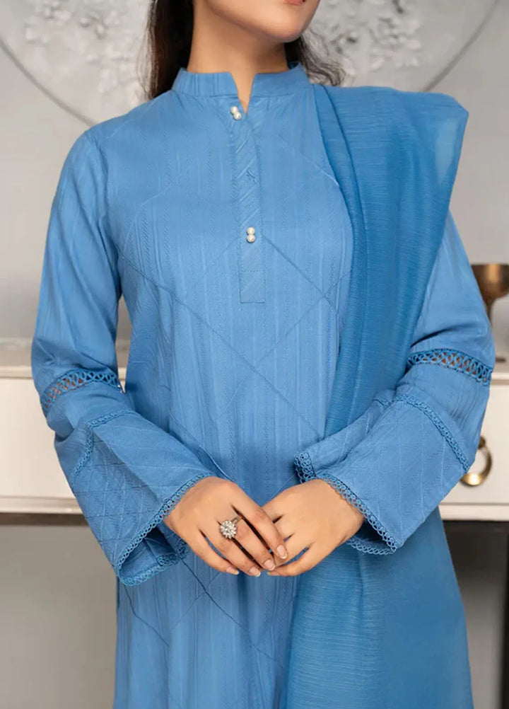 Hana Pret Casual Jacquard 3 Piece Suit Aquamarine