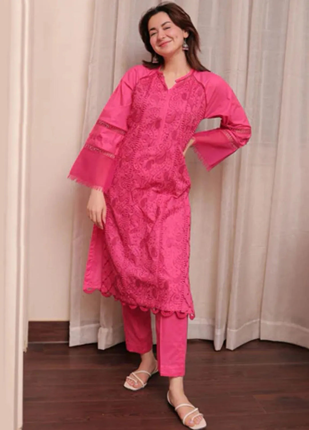 Hana Pret Casual Lawn 3 Piece Suit Rosa