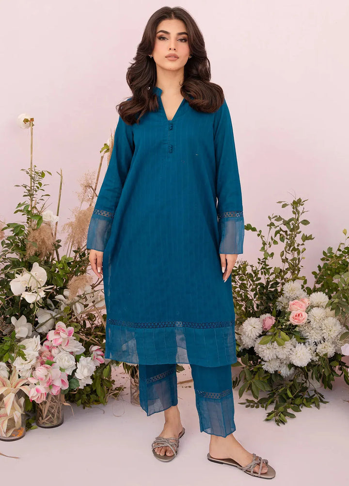 Hana Pret Embroidered Cotton 2 Piece Suit Abyss