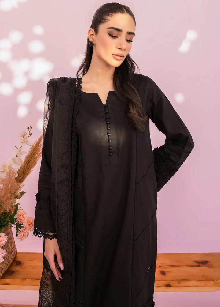 Hana Pret Embroidered Cotton 3 Piece Suit Onyx