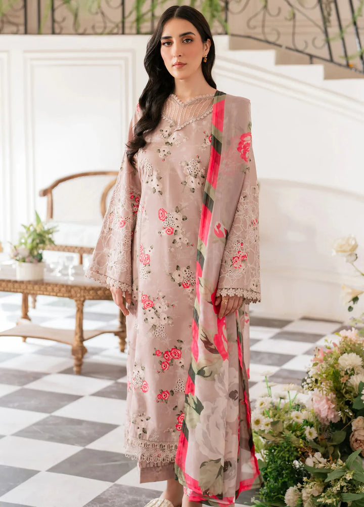 Hana Pret Embroidered Cotton Cambric 3 Piece Suit Rustique