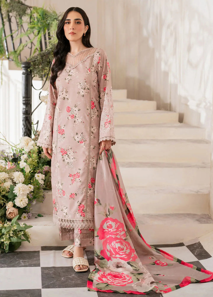 Hana Pret Embroidered Cotton Cambric 3 Piece Suit Rustique