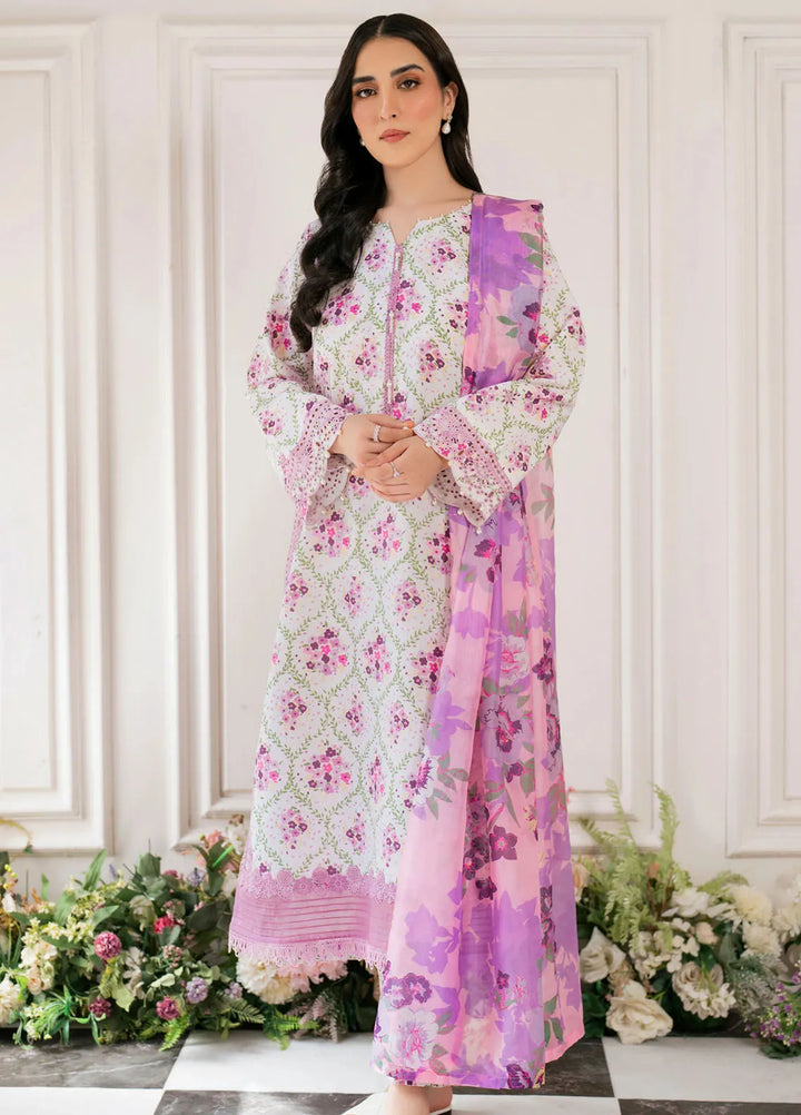 Hana Pret Embroidered Cotton Cambric 3 Piece Suit Violetbloom