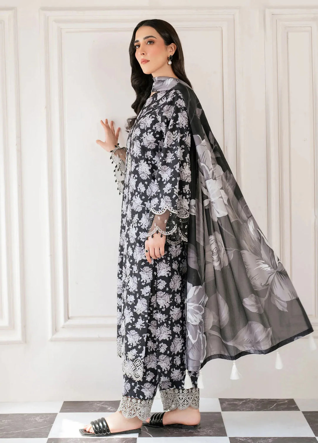 Hana Pret Embroidered Cotton Cambric 3 Piece Suit Vortex