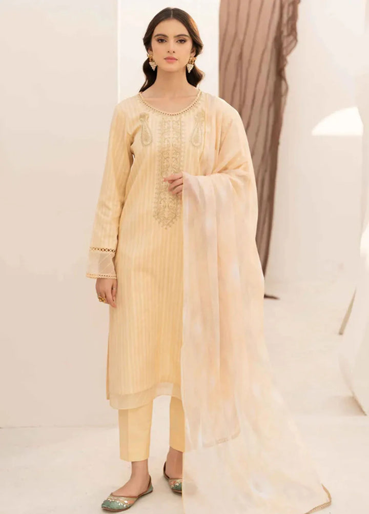 Hana Pret Embroidered Lawn 3 Piece Suit Ecru