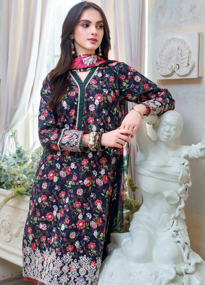 Hana Pret Embroidered Lawn 3 Piece Suit Rose Radiance