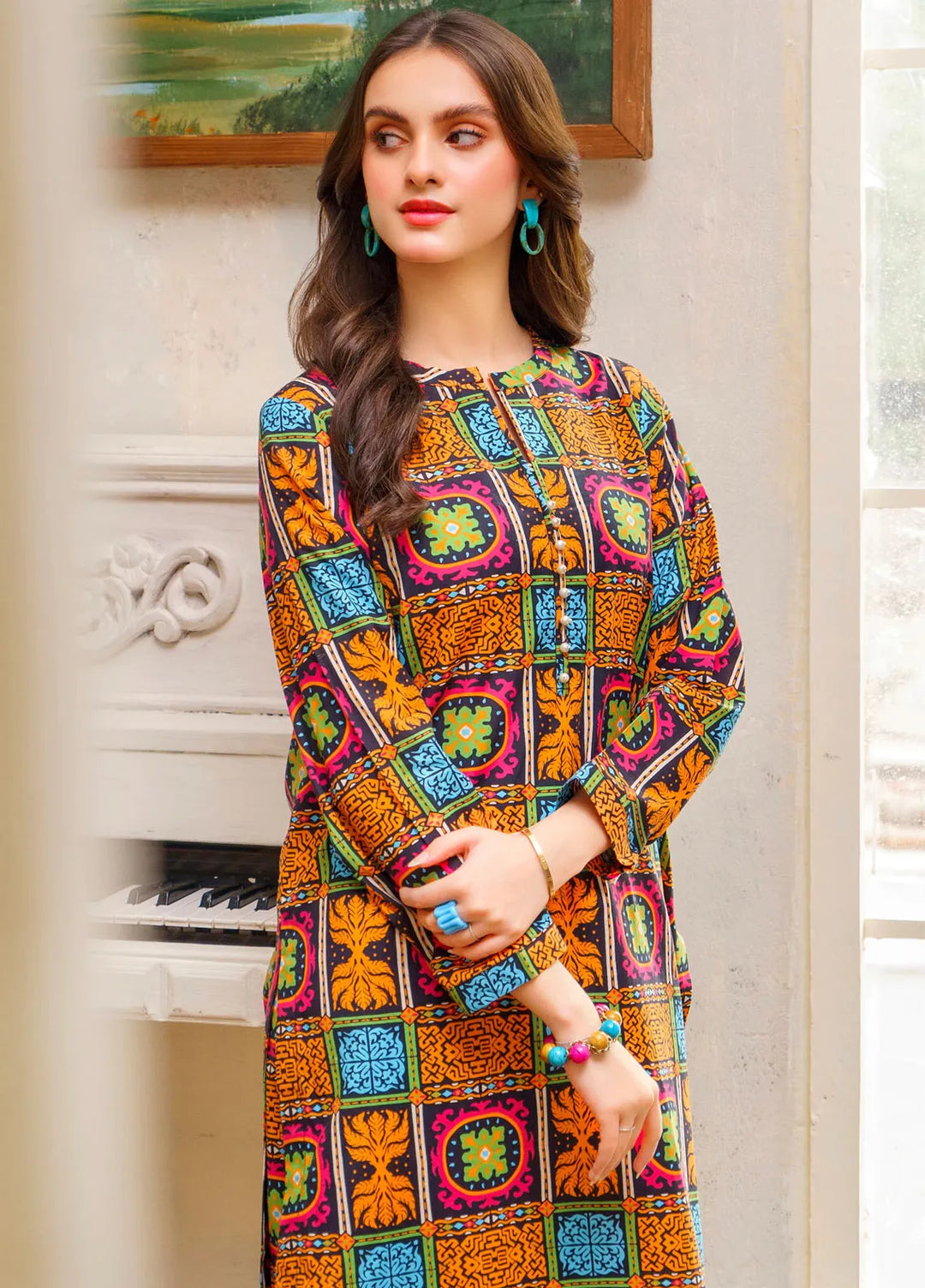 Hana Pret Printed Cotton 2 Piece Suit Royal Tapestry