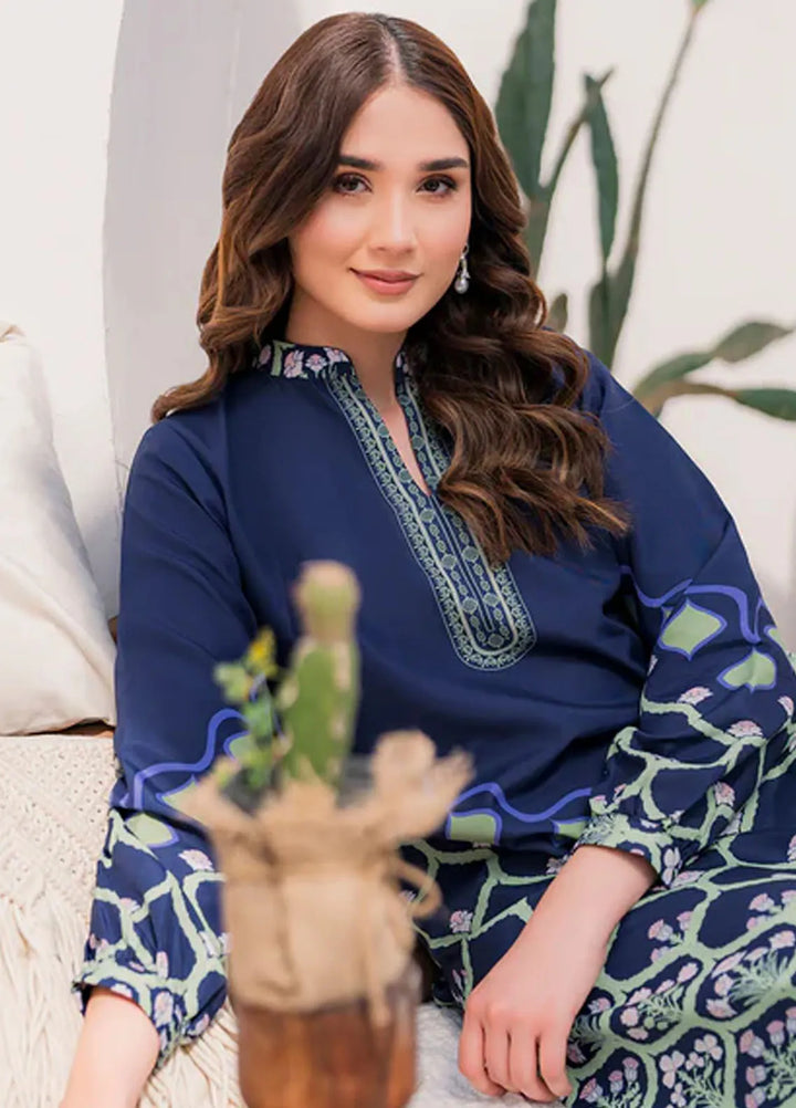 Hana Pret Printed Lawn Silk 2 Piece Suit Blue Flora