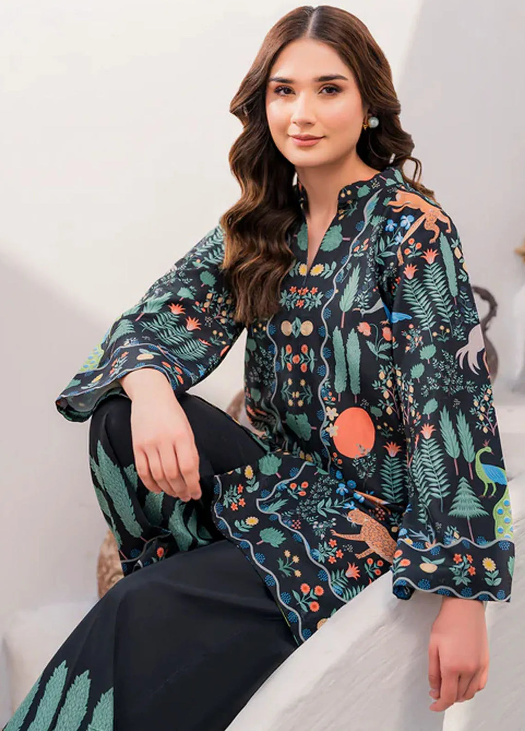 Hana Pret Printed Lawn Silk 2 Piece Suit Savage