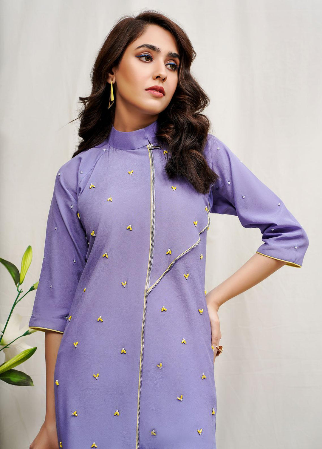 Hana Luxury Pret Embroidered Grip 2 Piece Dress Lavender ROCOB005