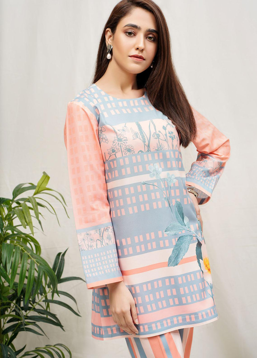 Hana Luxury Pret Embroidered Grip 2 Piece Dress Peach opal  ROCOB009