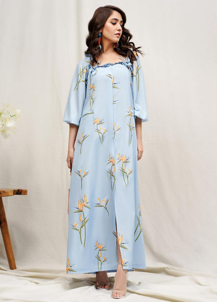 Hana Luxury Pret Embroidered Grip Shirt Summer Blues ROCOB010