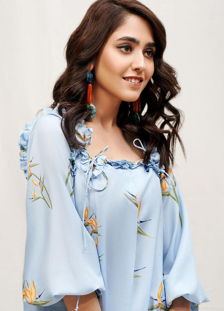Hana Luxury Pret Embroidered Grip Shirt Summer Blues ROCOB010