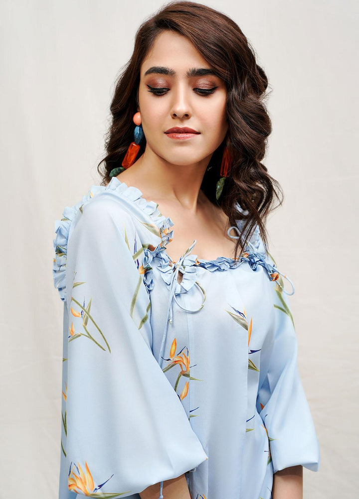 Hana Luxury Pret Embroidered Grip Shirt Summer Blues ROCOB010