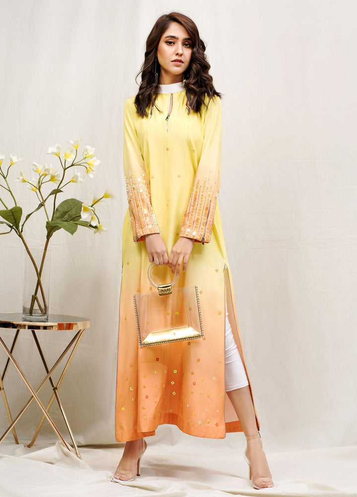 Hana Luxury Pret Embroidered Grip Shirt Tuscan Sunset ROCOB003