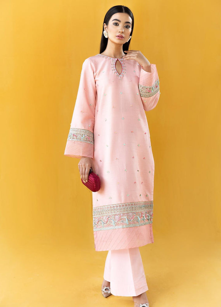 Hana Embroidered Raw Silk Stitched 2 Piece Suit Blossom