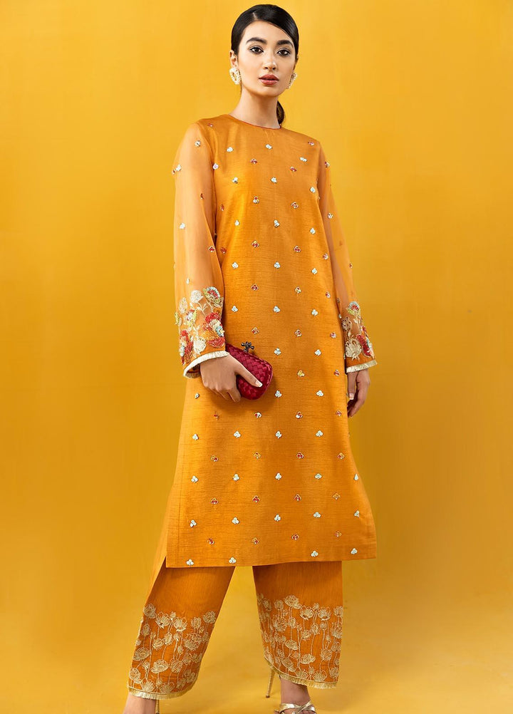 Hana Embroidered Raw Silk Stitched 2 Piece Suit Floral Fantasy