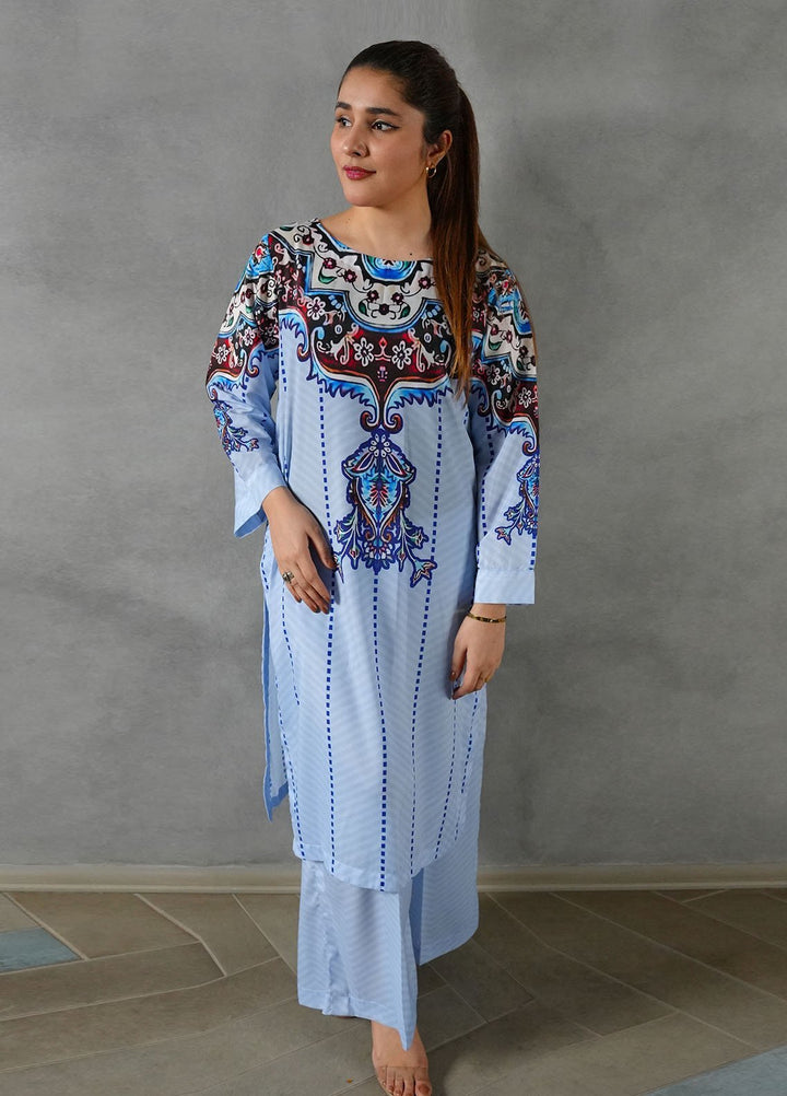 Heritage Hues by Grape Drape Pret Printed Crepe Lawn 3 Piece Suit Celeste
