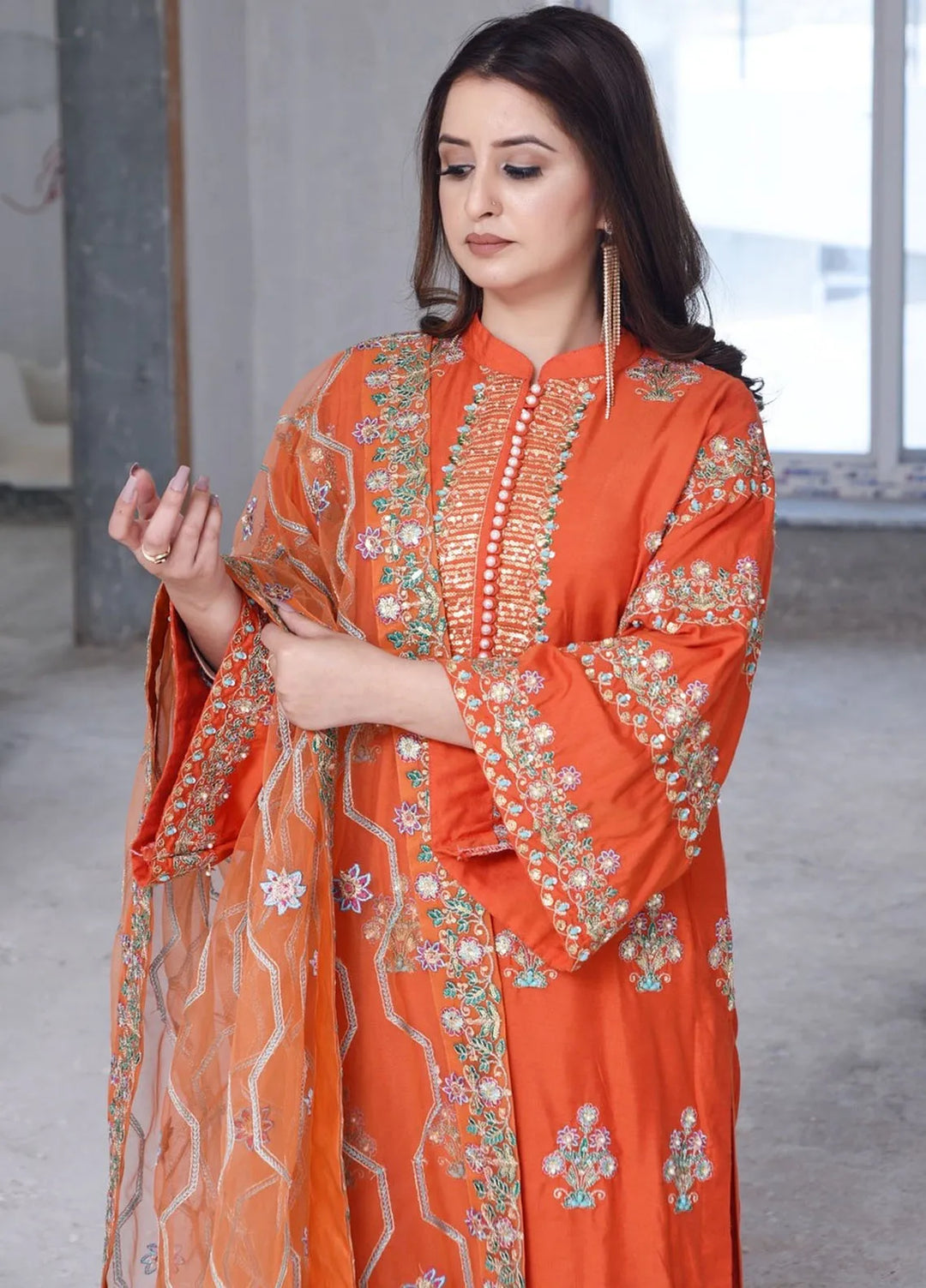 Haseen By Ayat Pret Embroidered Cotton Silk 3 Piece Suit Malta