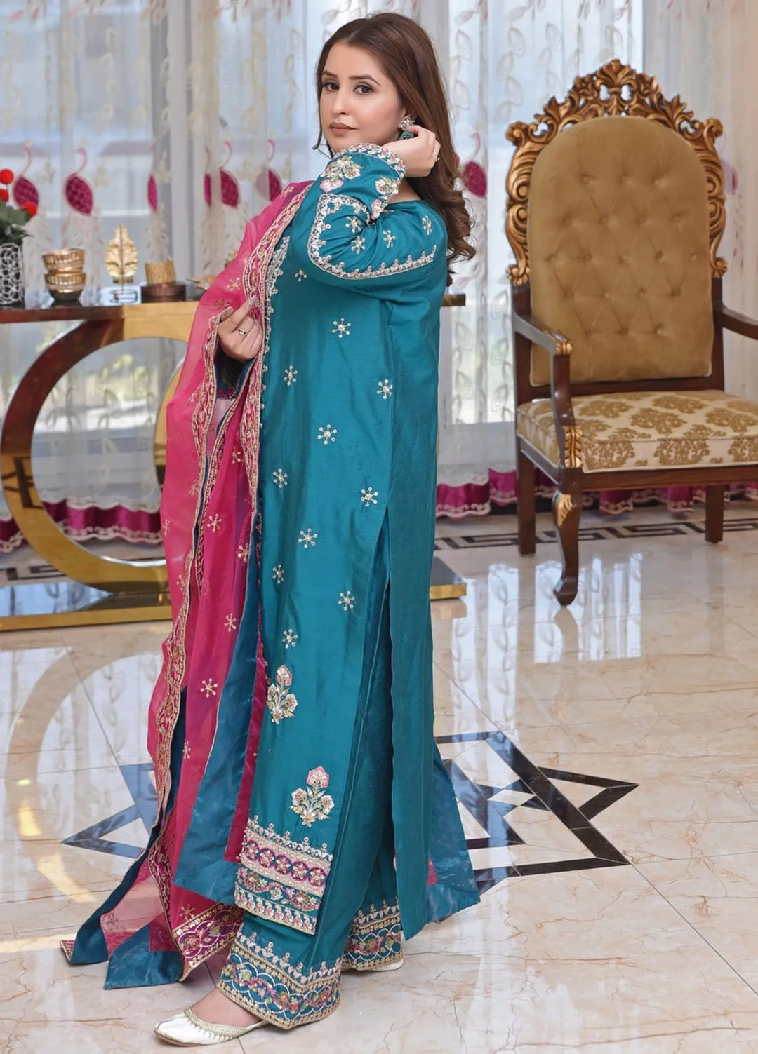 Haseen By Ayat Pret Embroidered Cotton Silk 3 Piece Suit Zoya