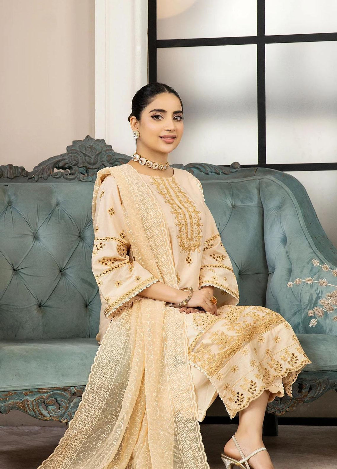 Haseen By Noorma Kaamal Embroidered Chikankari Lawn Suits Unstitched 3 Piece NK23H NK-C2-09 - Luxury Collection