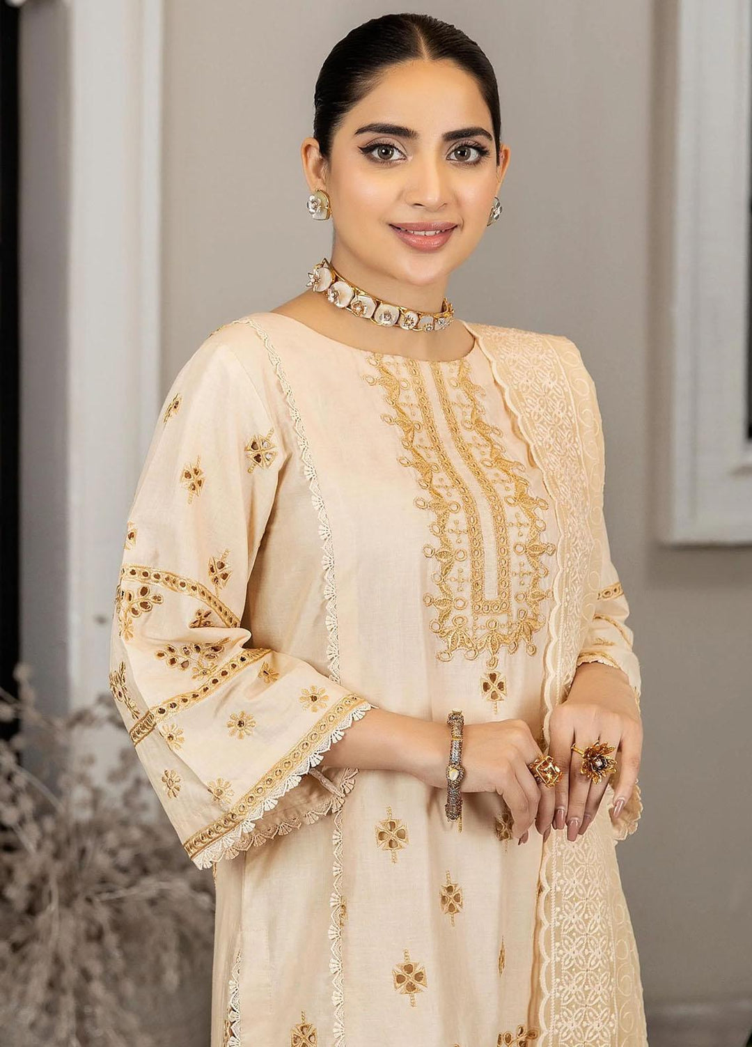 Haseen By Noorma Kaamal Embroidered Chikankari Lawn Suits Unstitched 3 Piece NK23H NK-C2-09 - Luxury Collection