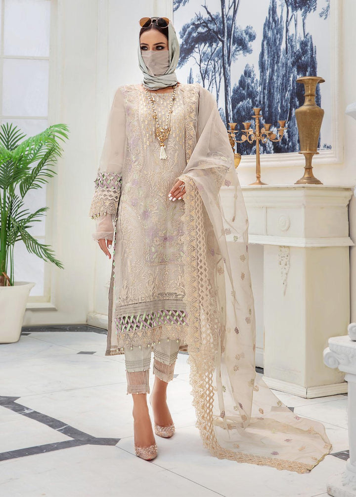 Hazel By Humdum Embroidered Organza Suits Unstitched 4 Piece HD22HO DE-03 - Luxury Collection