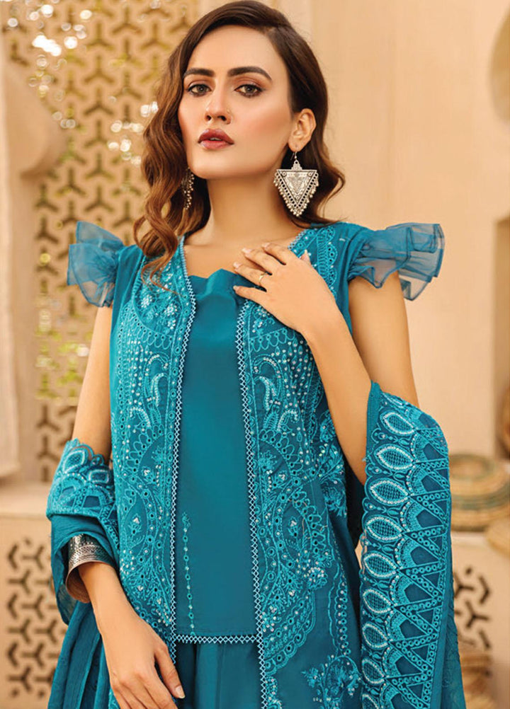 Hazoori Baagh By Humdum Embroidered Lawn Suits Unstitched 3 Piece HD23HB D-3 - Summer Collection